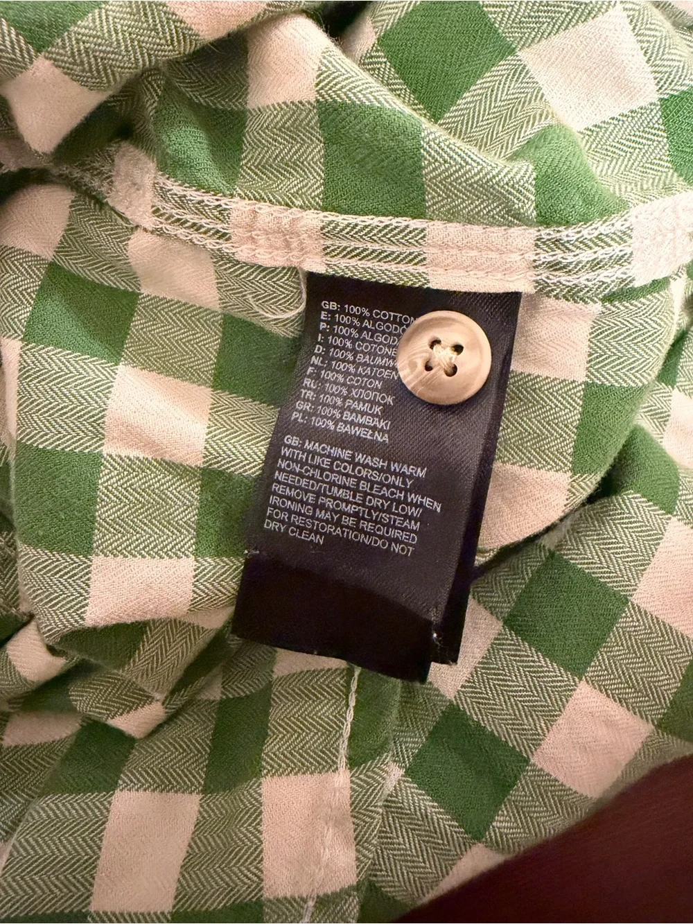 The North Face Green and White Check Button-Down Shirt